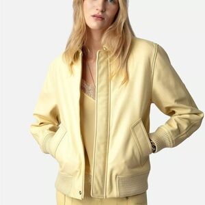 Butter Yellow Leather Jacket